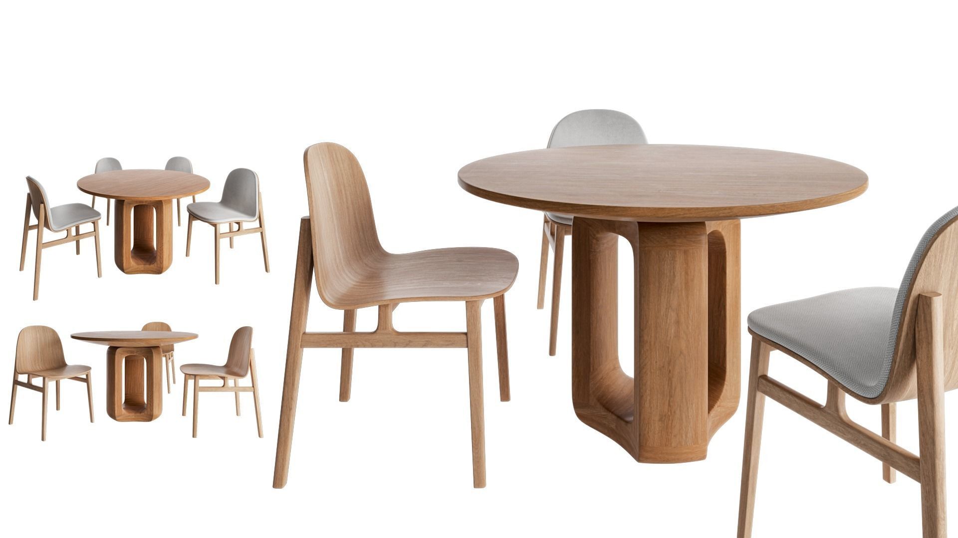 Deepah Circular Table and Terra wood chair 3D model_4