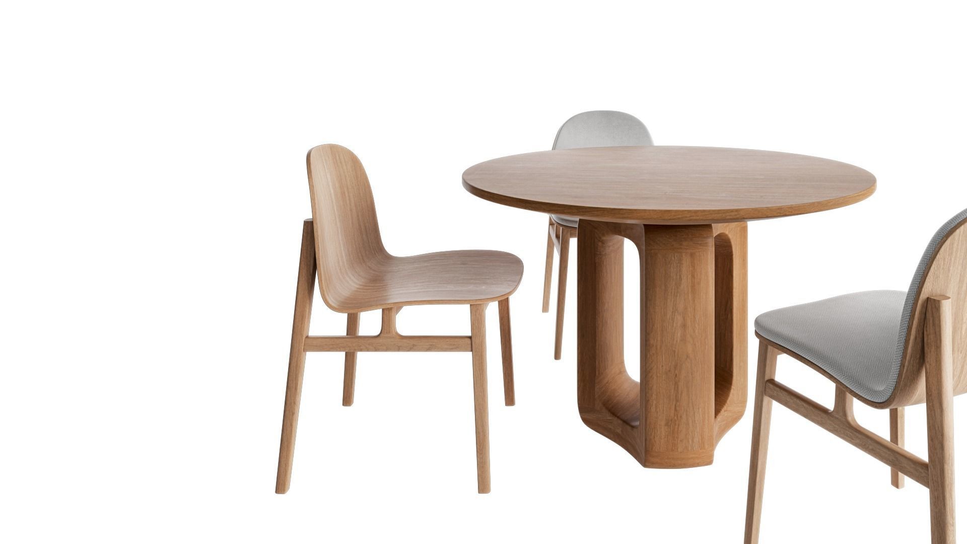 Deepah Circular Table and Terra wood chair 3D model_3