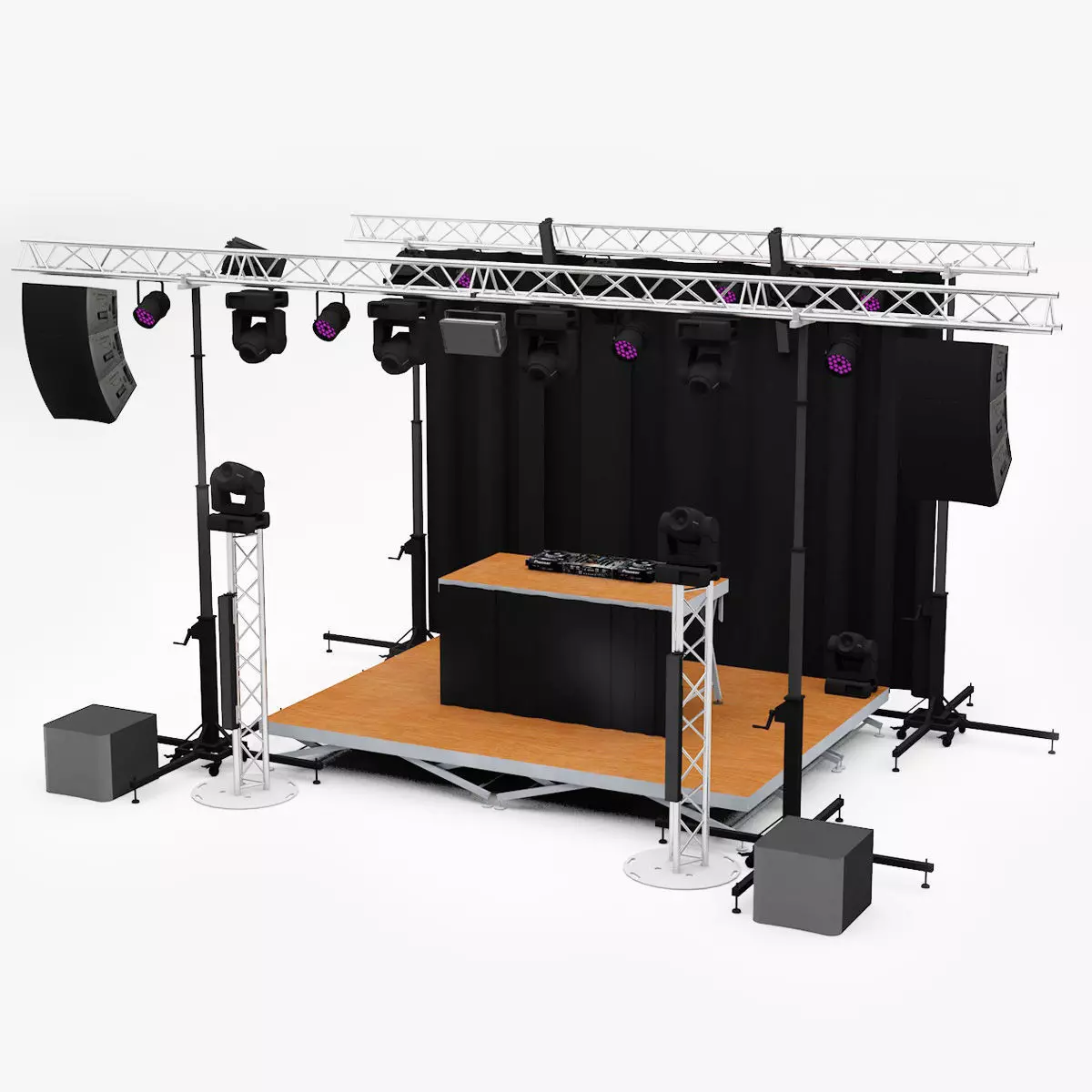 Professional DJ Stage 3D model_0