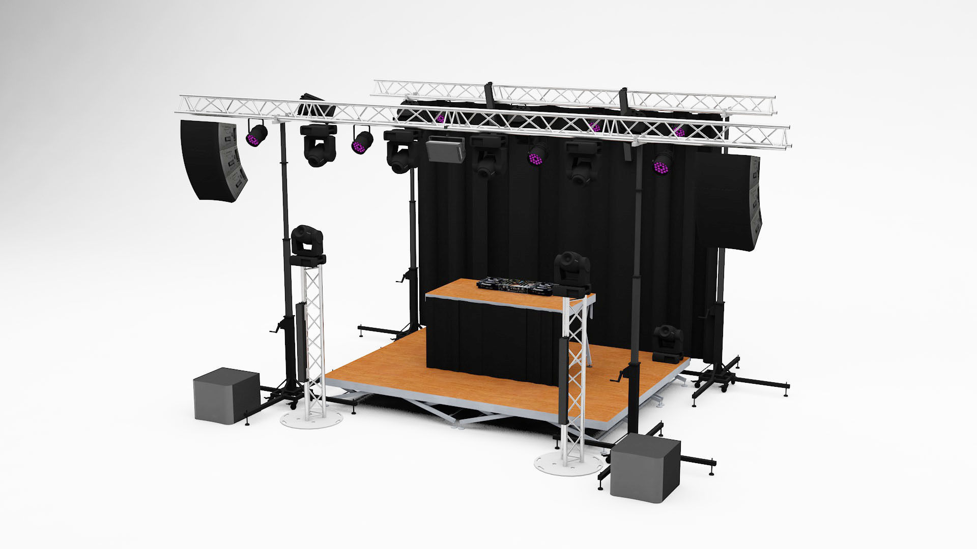 Professional DJ Stage 3D model_1