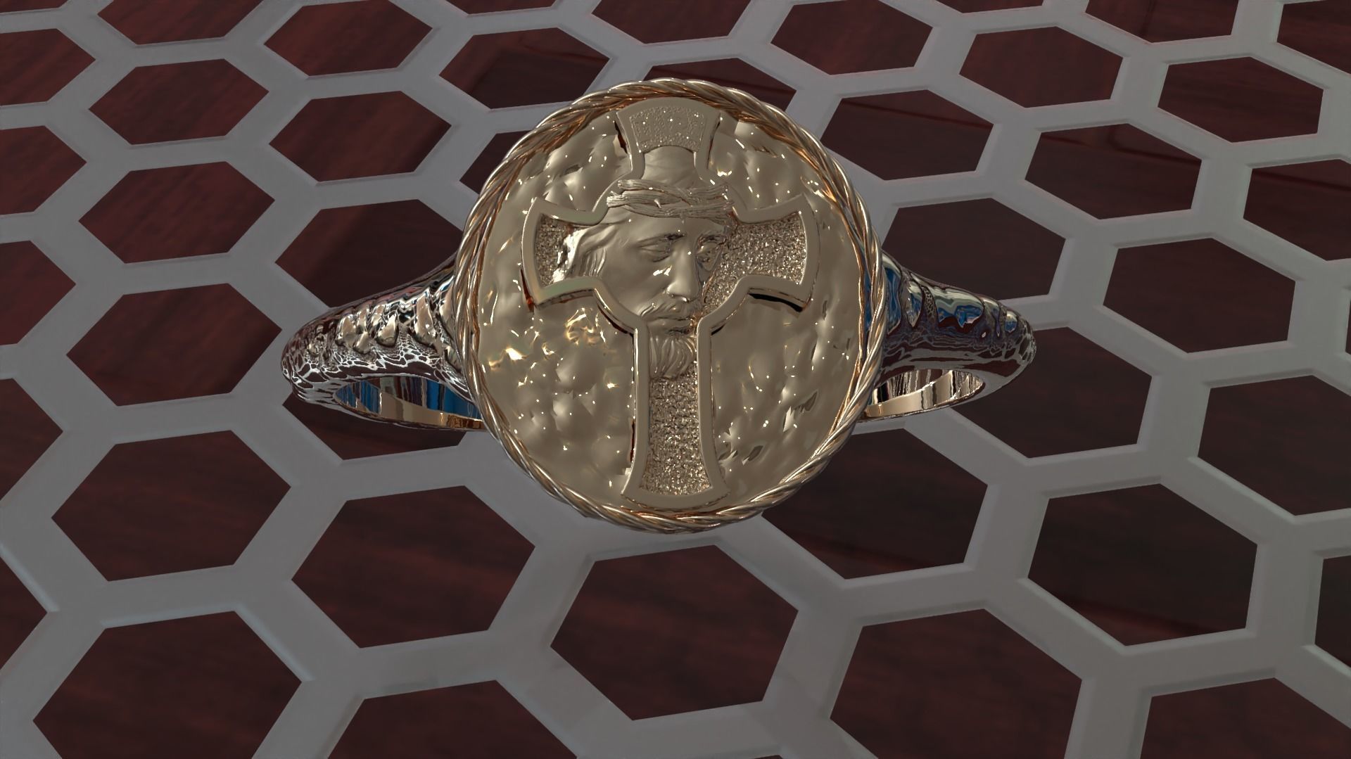 Christ Jesus  Christian Messiah Ring signet 3D print model_1