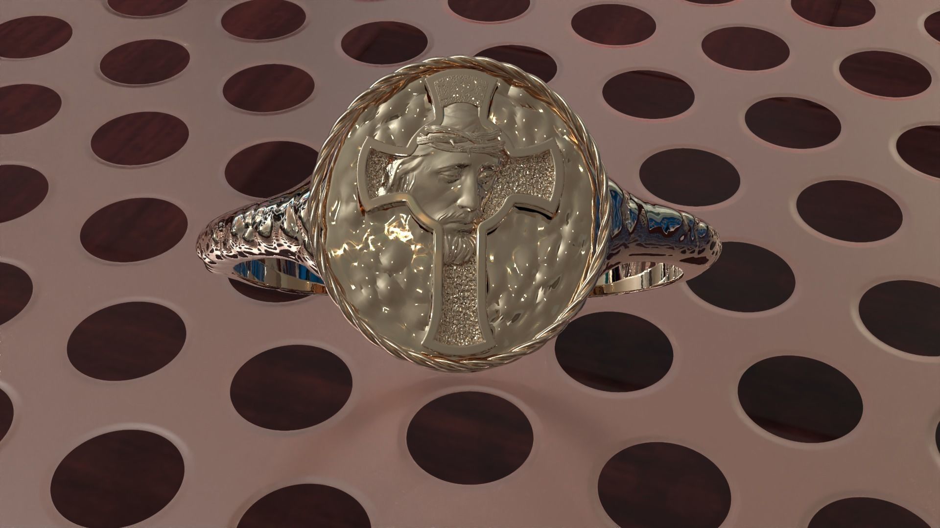 Christ Jesus  Christian Messiah Ring signet 3D print model_2