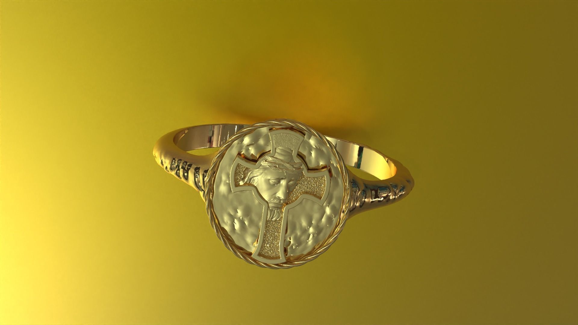 Christ Jesus  Christian Messiah Ring signet 3D print model_4