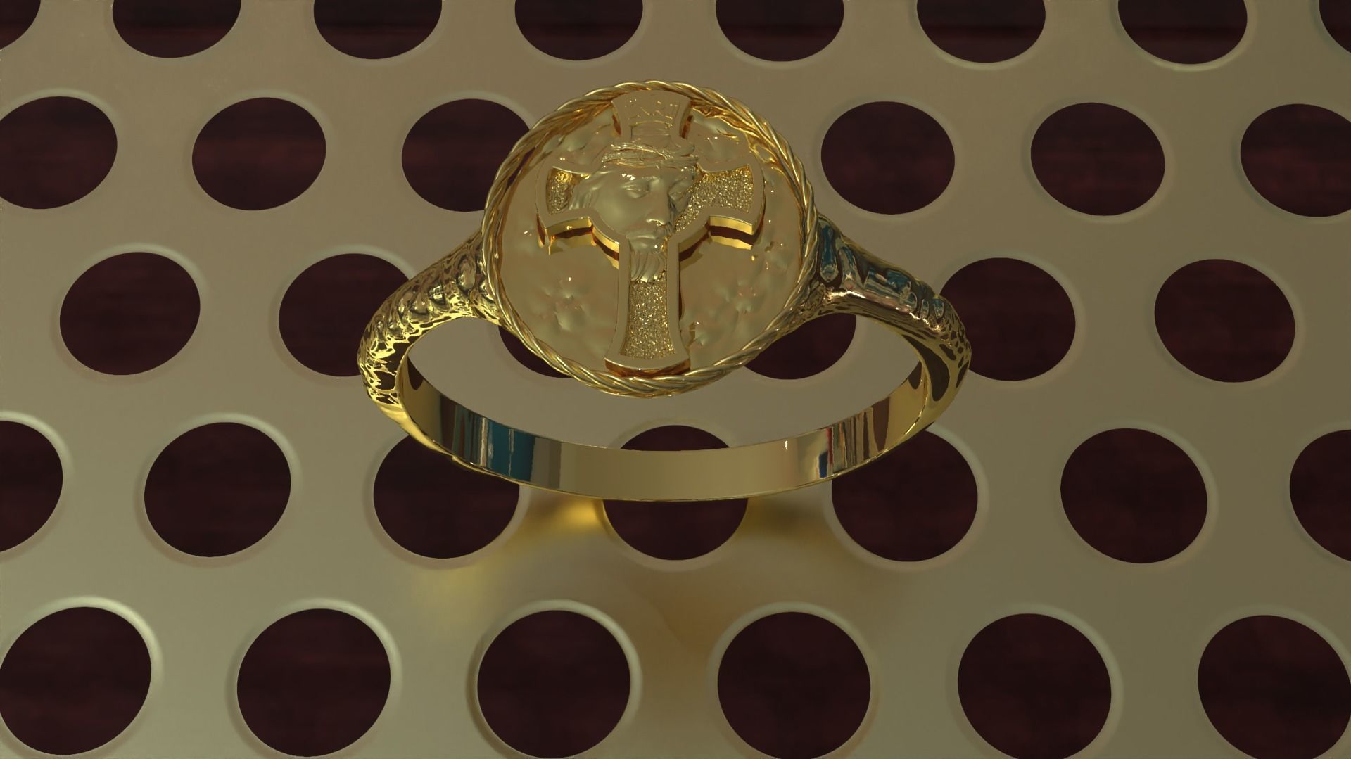 Christ Jesus  Christian Messiah Ring signet 3D print model_3