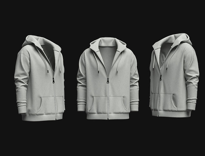  Front zip hoodie 3d model 3D model