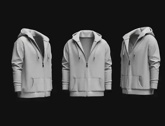  Front zip hoodie 3d model