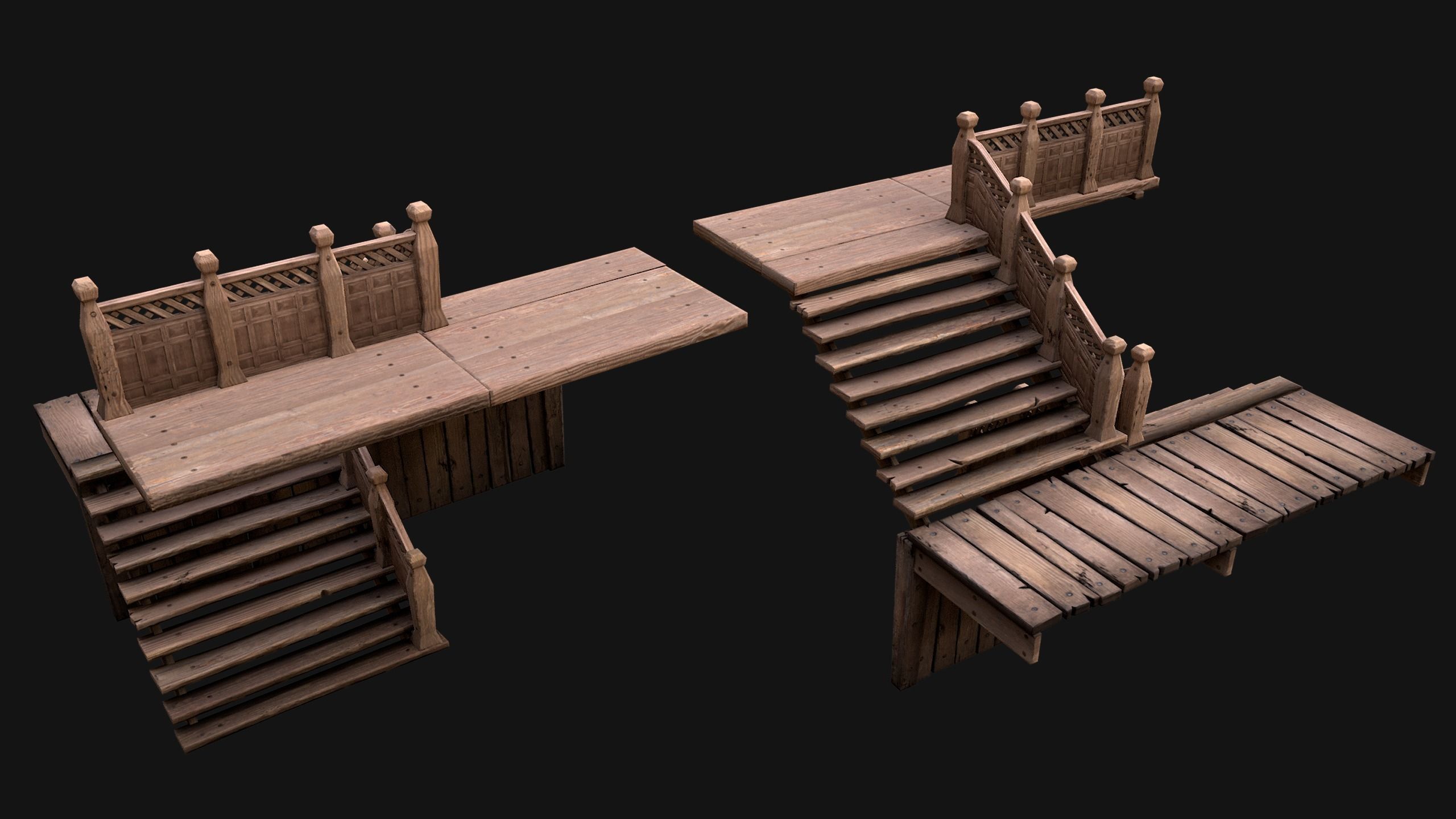 Staircase Flights of stairs Medieval Pack Low-poly 3D model_21