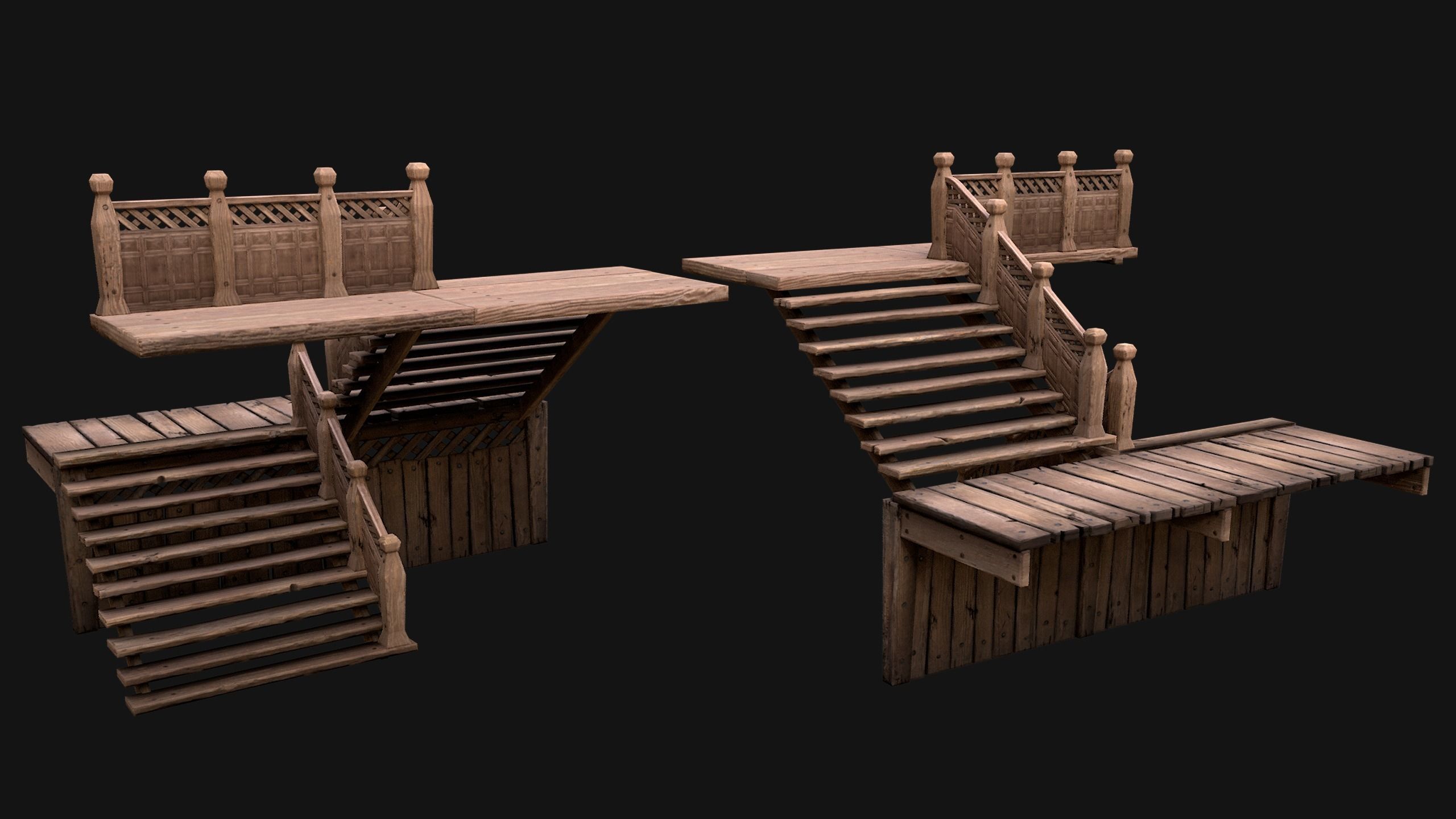 Staircase Flights of stairs Medieval Pack Low-poly 3D model_22