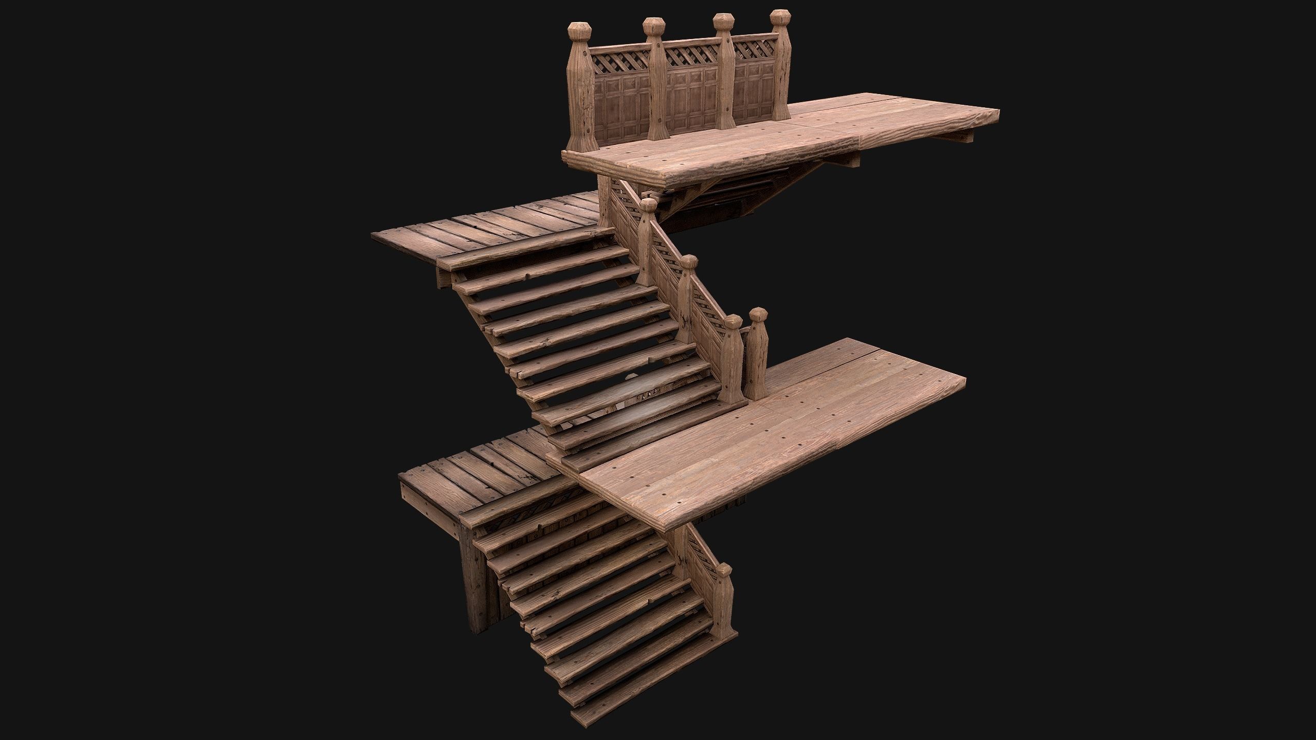 Staircase Flights of stairs Medieval Pack Low-poly 3D model_3