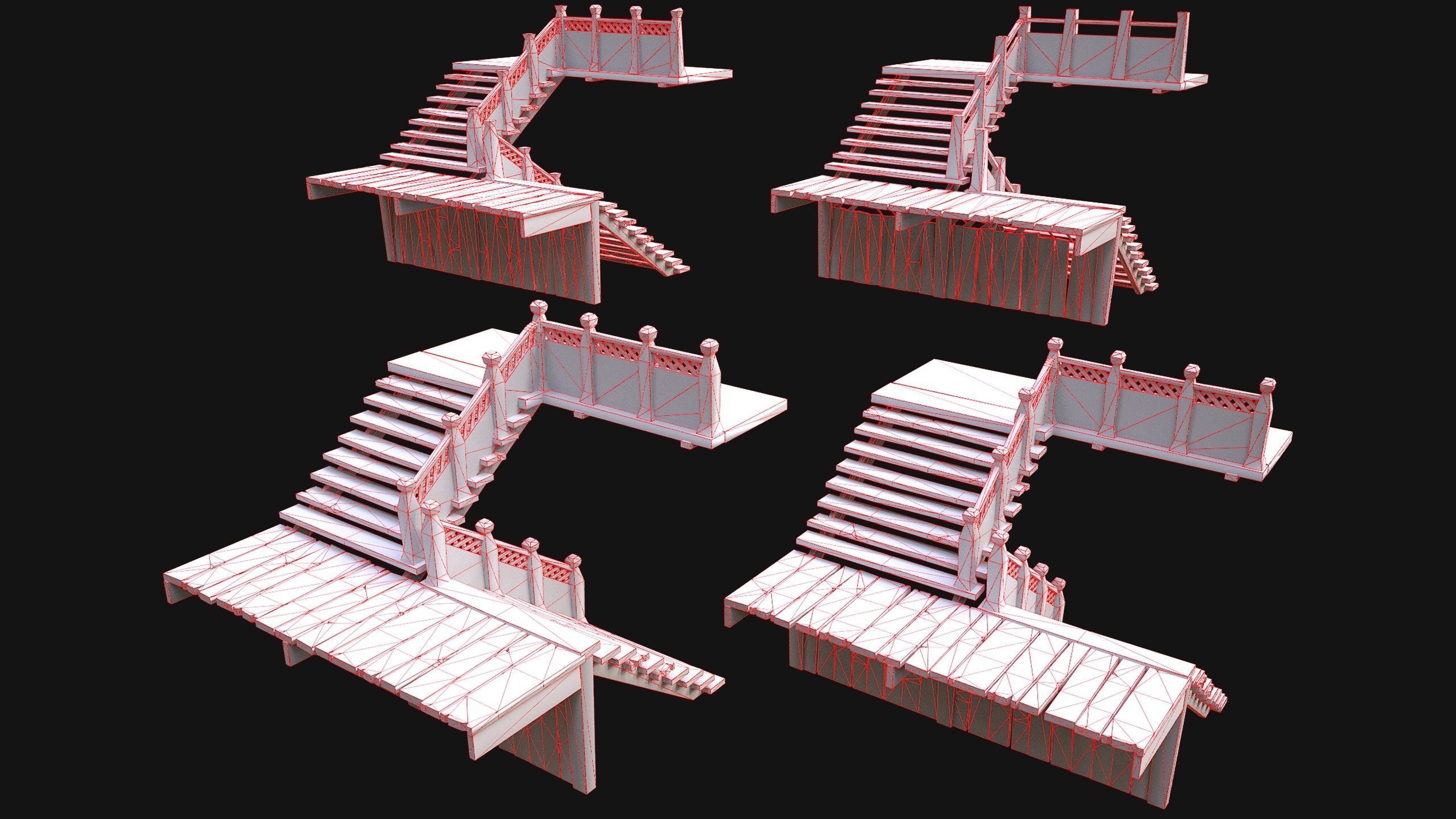 Staircase Flights of stairs Medieval Pack Low-poly 3D model_15
