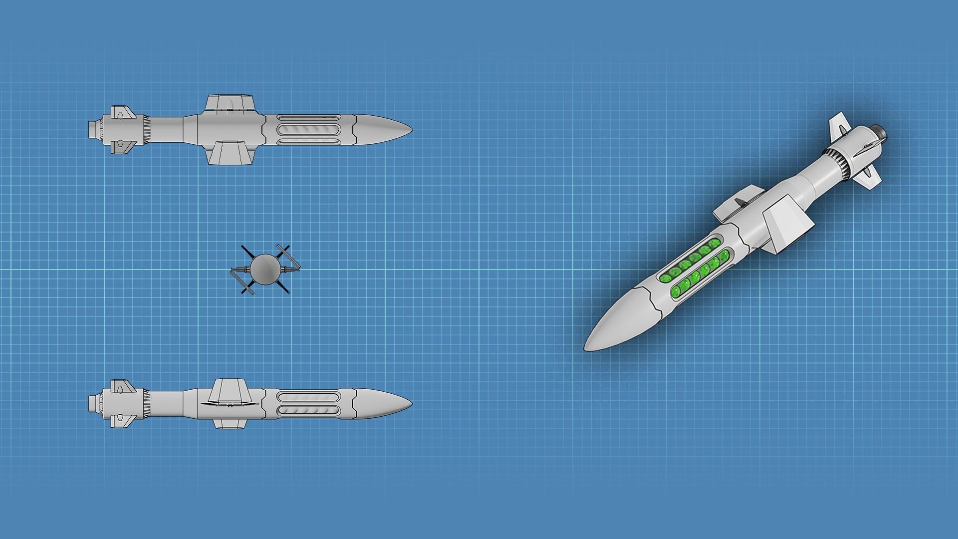 Sci Fi Missile Shark series Kit Low-poly 3D model_9