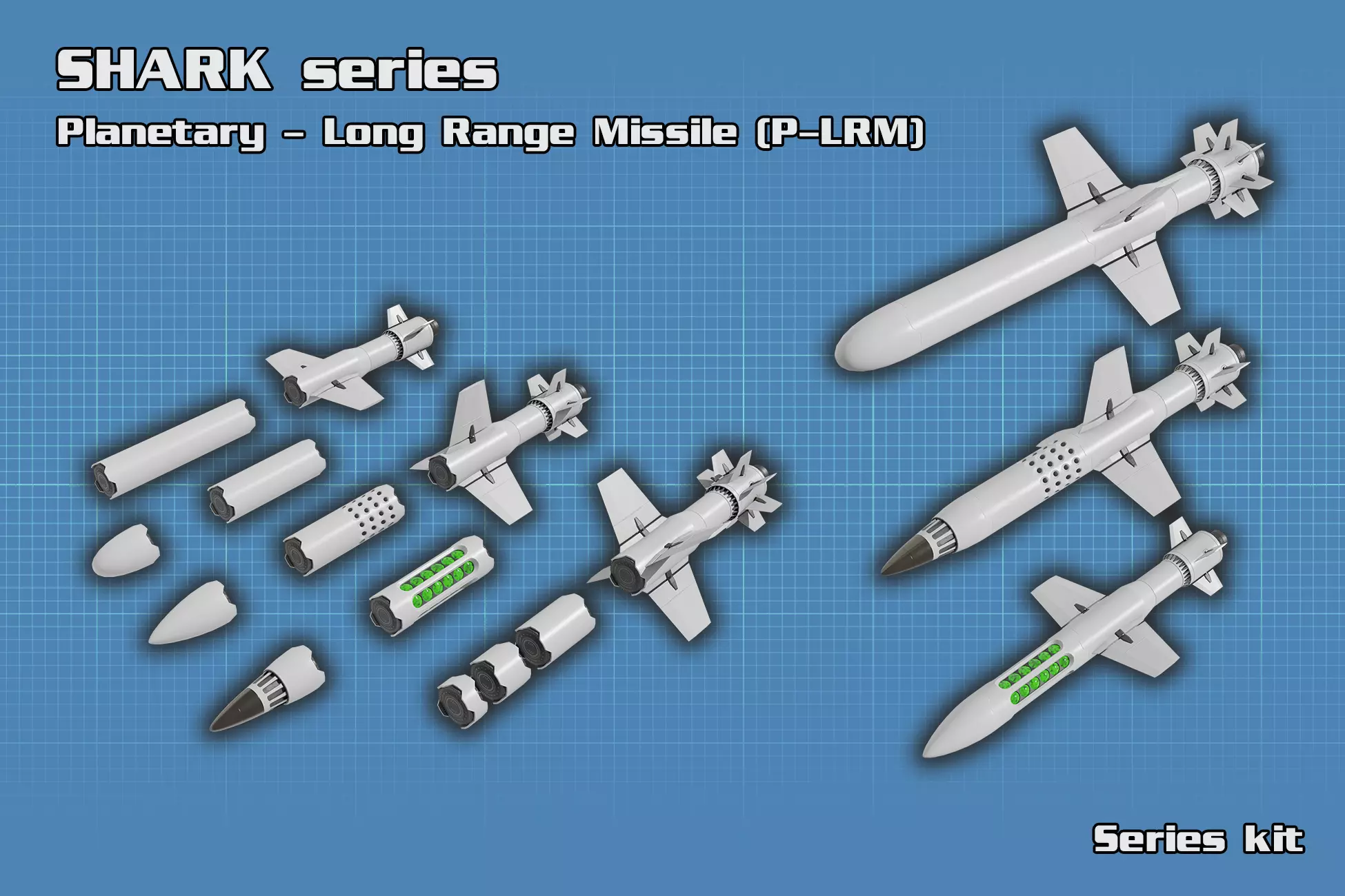 Sci Fi Missile Shark series Kit Low-poly 3D model_0