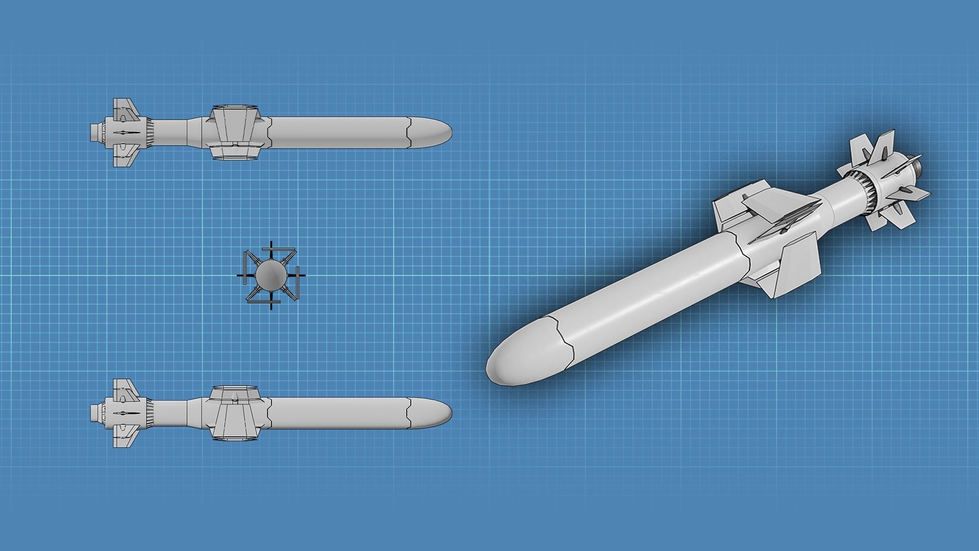 Sci Fi Missile Shark series Kit Low-poly 3D model_13