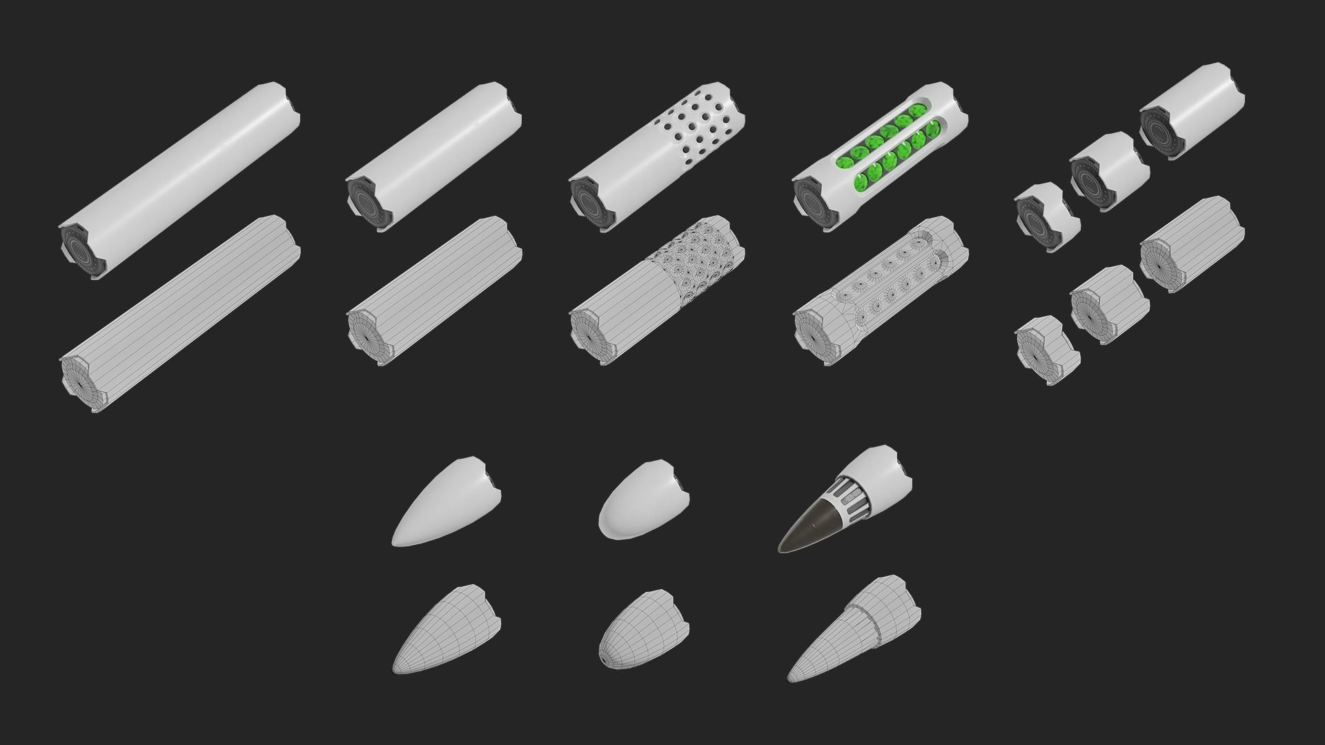 Sci Fi Missile Shark series Kit Low-poly 3D model_6