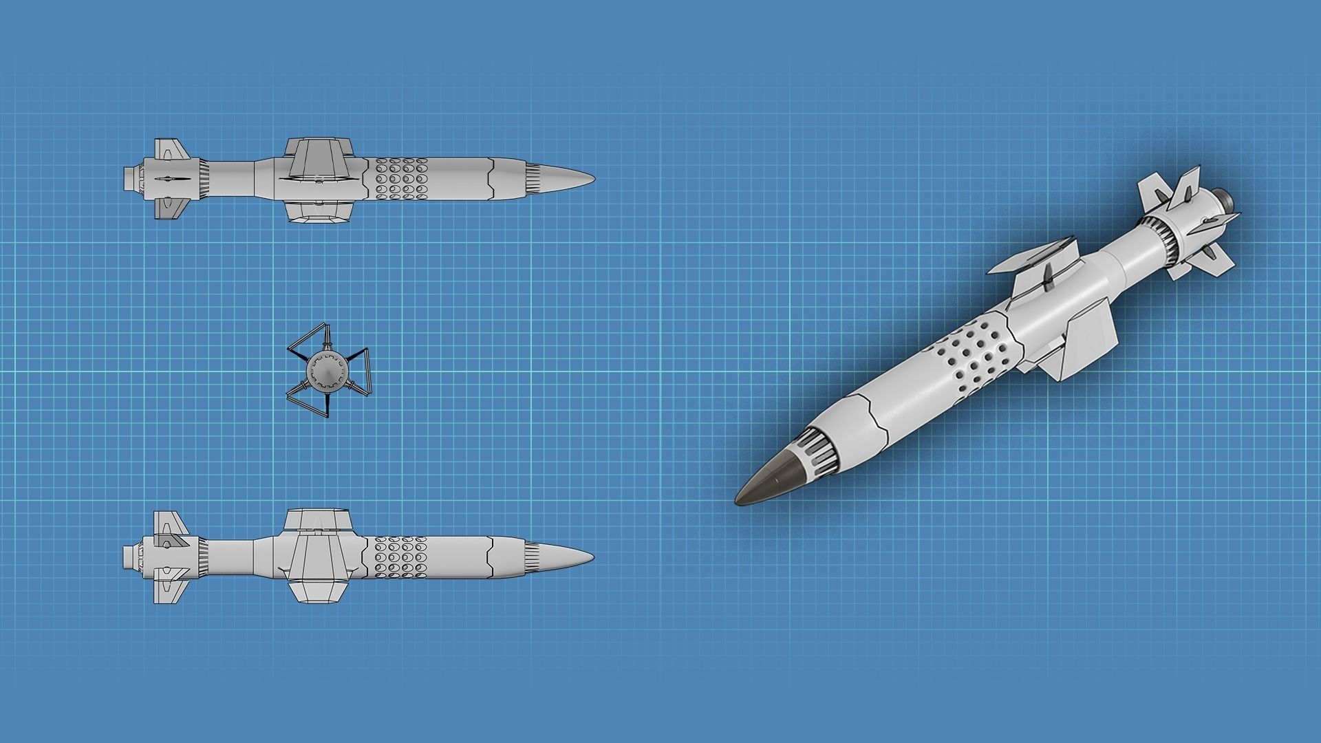Sci Fi Missile Shark series Kit Low-poly 3D model_11