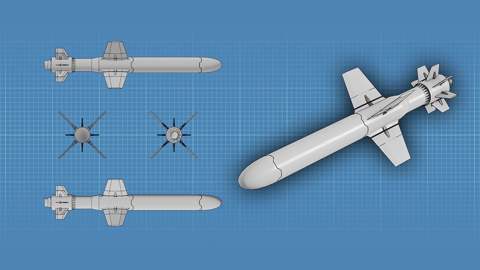 Sci Fi Missile Shark series Kit Low-poly 3D model_12