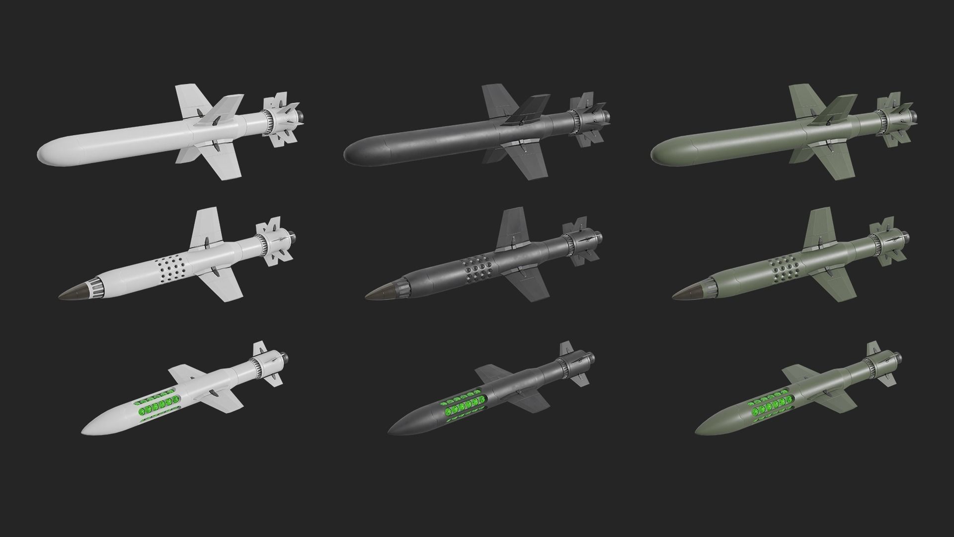 Sci Fi Missile Shark series Kit Low-poly 3D model_3