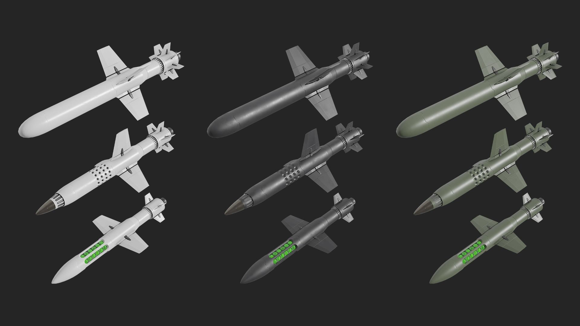 Sci Fi Missile Shark series Kit Low-poly 3D model_4