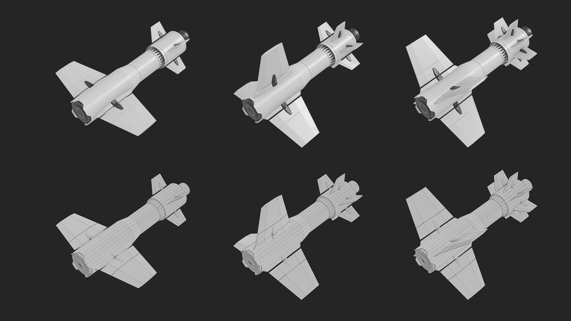 Sci Fi Missile Shark series Kit Low-poly 3D model_5