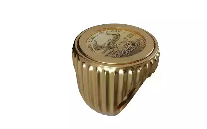 fluted American gold eagle full sovereign coin frame ring mount 