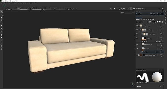 sectional sofa - modern sofa - living room furniture Low-poly 3D model 7