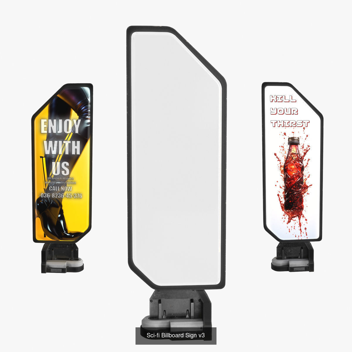 Sci-fi Billboard Sign set of 3 3D Model Collection_6