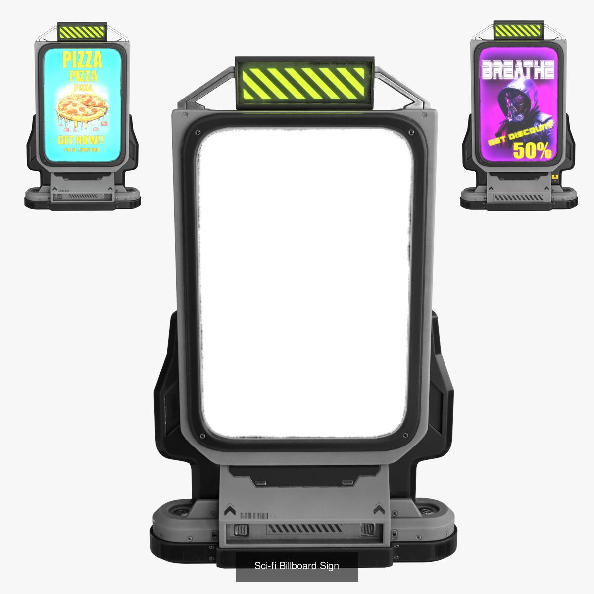 Sci-fi Billboard Sign set of 3 3D Model Collection_4