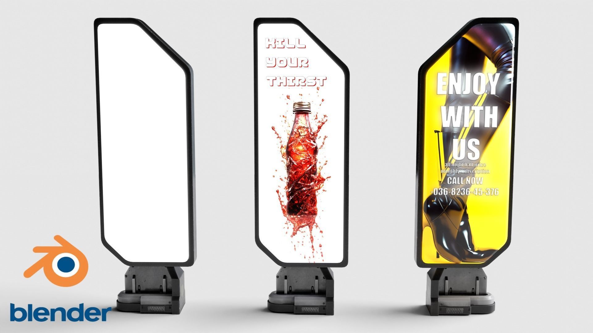 Sci-fi Billboard Sign set of 3 3D Model Collection_24