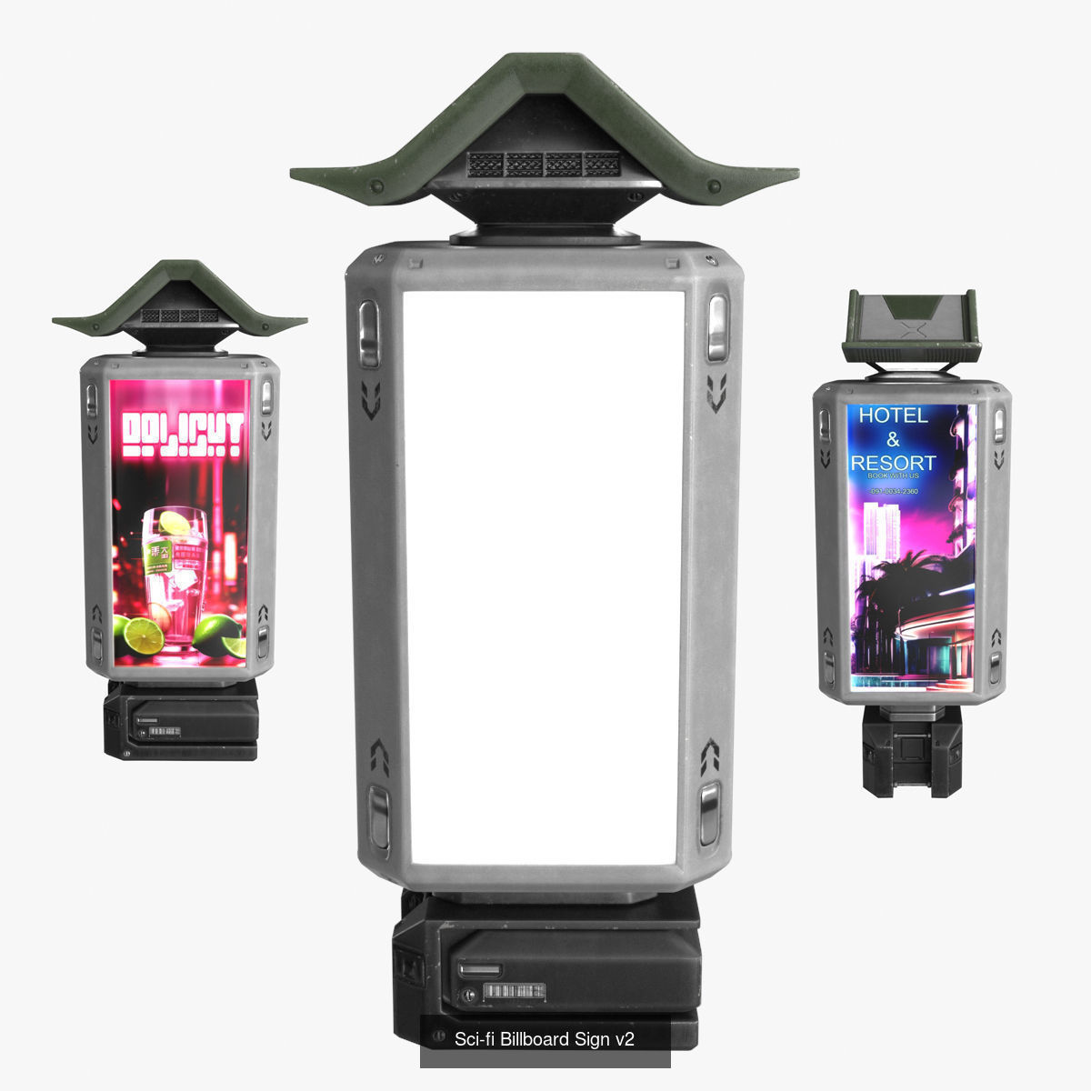 Sci-fi Billboard Sign set of 3 3D Model Collection_5