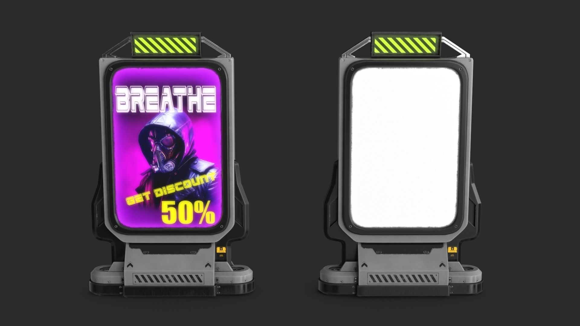 Sci-fi Billboard Sign set of 3 3D Model Collection_10