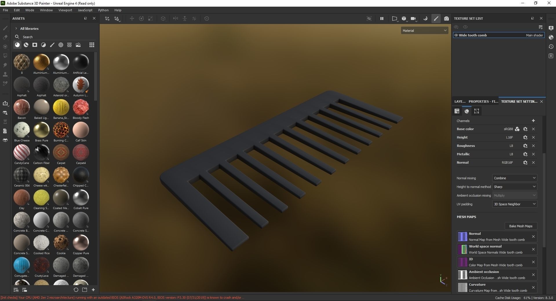 Wide tooth comb 3D Model Low-poly 3D model_7