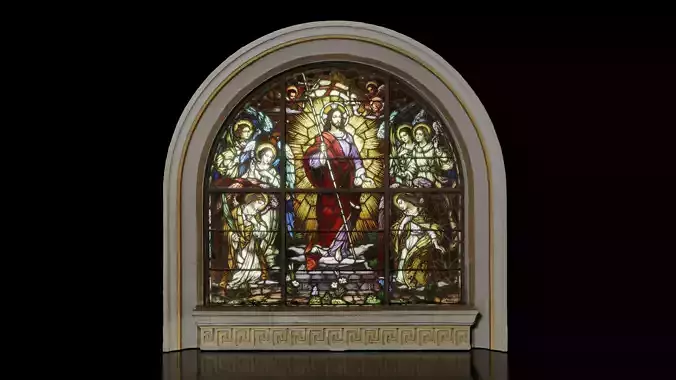 Church Stained Glass Window Low-poly 3D model