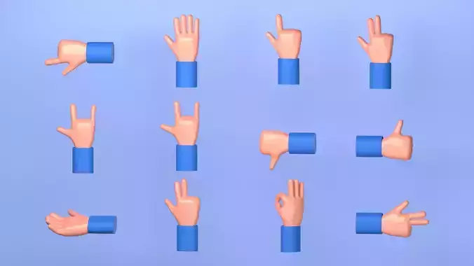 Hands Collection in 12 Different Poses