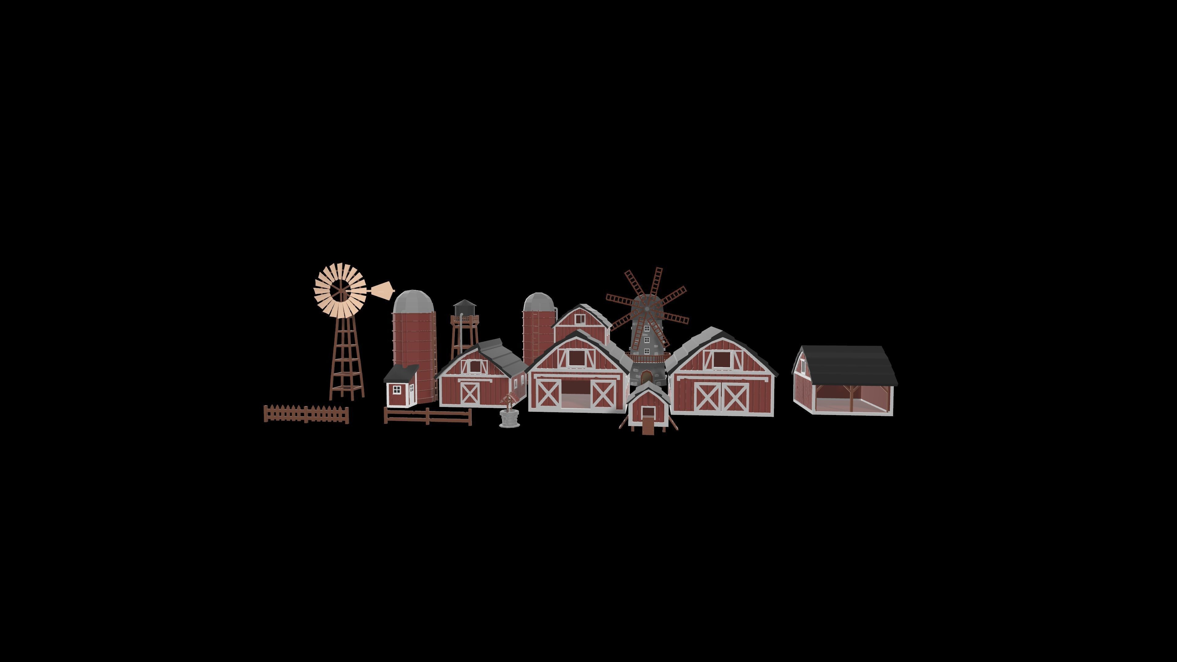 FARM BUILDINGS PACK 4K Low-poly 3D model_9