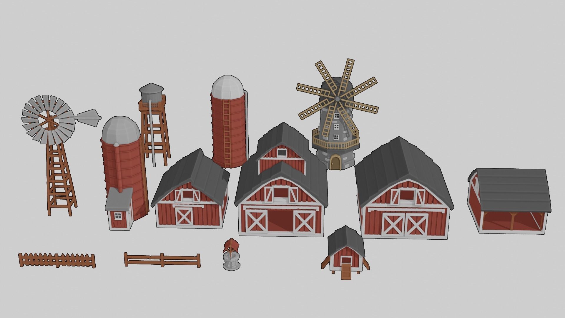 FARM BUILDINGS PACK 4K Low-poly 3D model_7