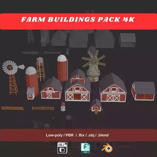  FARM BUILDINGS PACK 4K Low-poly 3D model