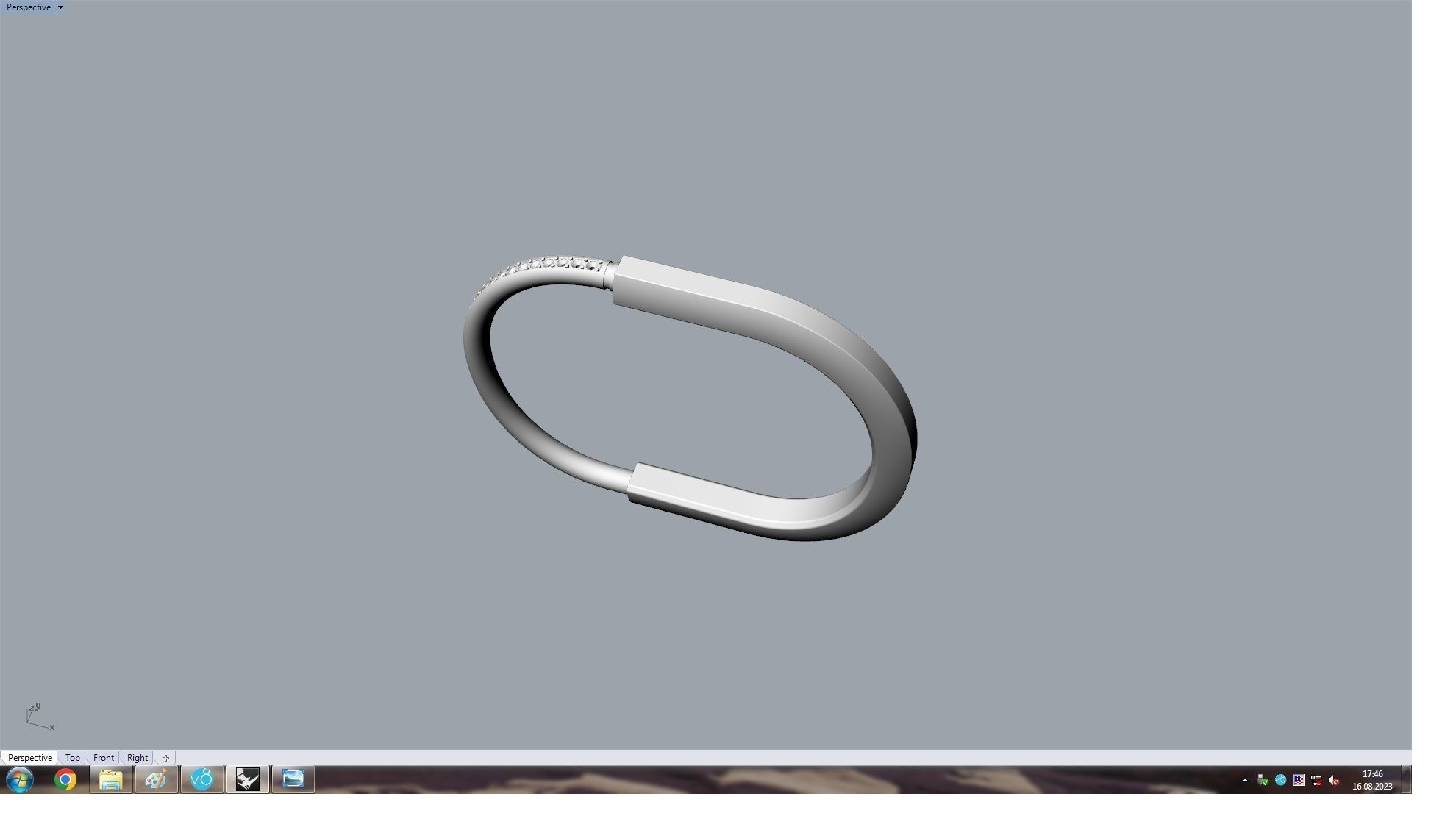 Lock Bracelet 150mm wirst measurment 3D print model_16