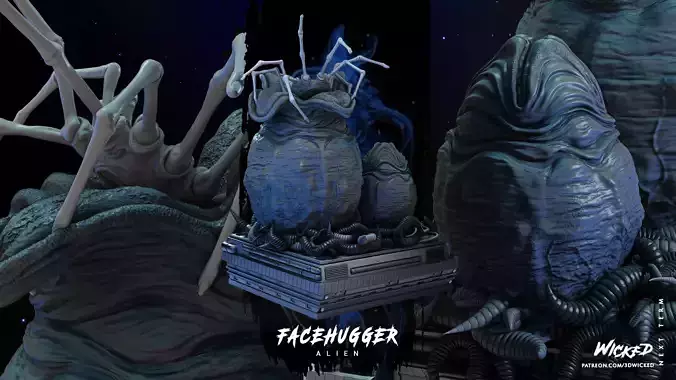 Wicked Movies Facehugger Sculpture Tested for 3d printing