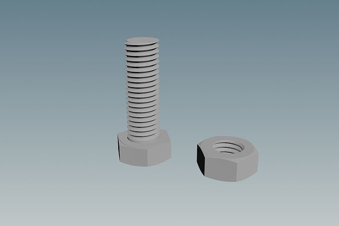 Screw with Nut M10X1-5 Free 3D model