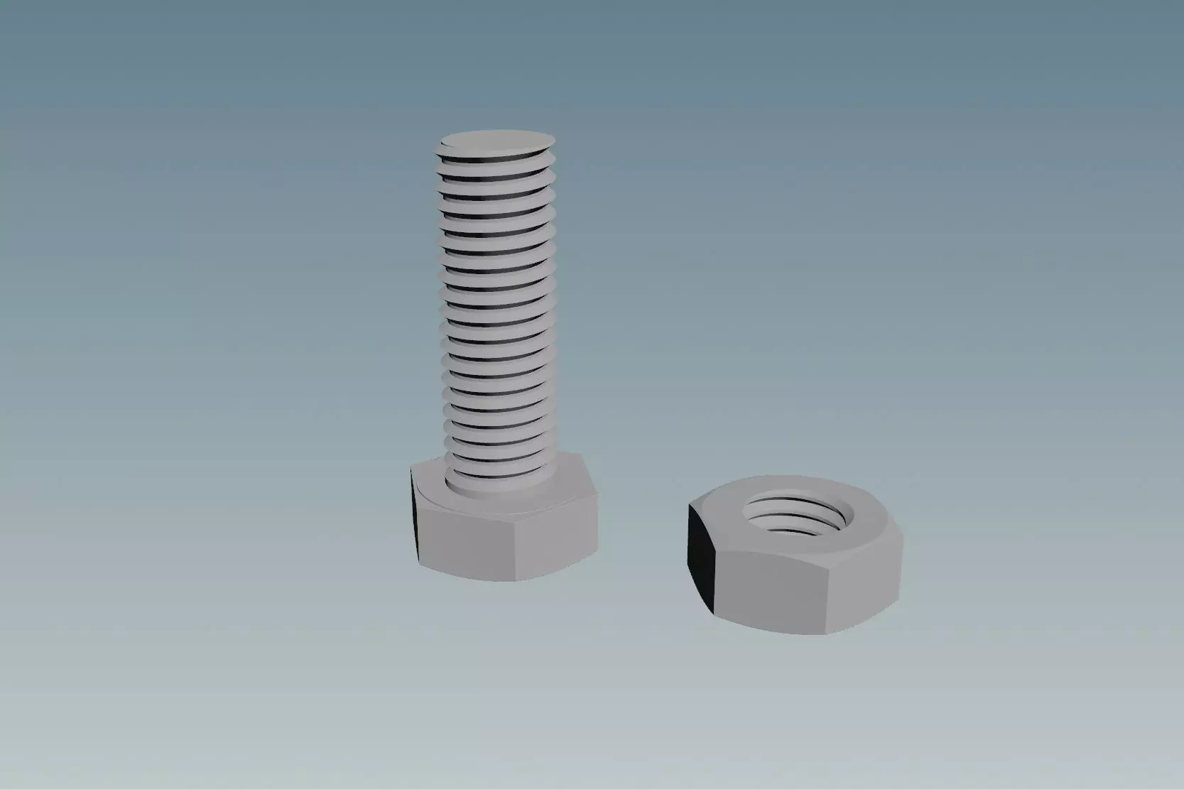 Screw with Nut M10X1-5 Free 3D model