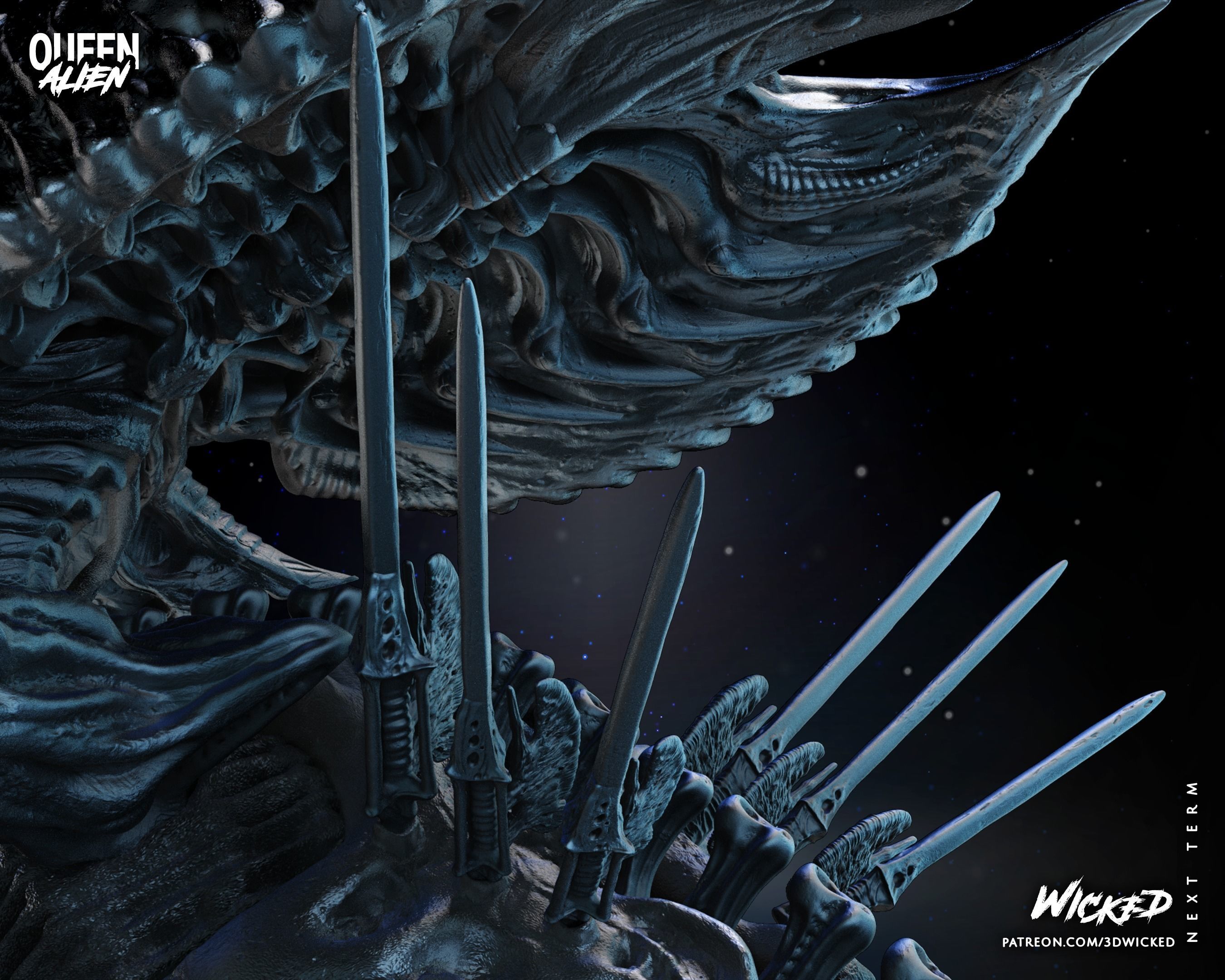 Wicked Movies Queen Alien Sculpture Tested for 3d printing 3D print model_63