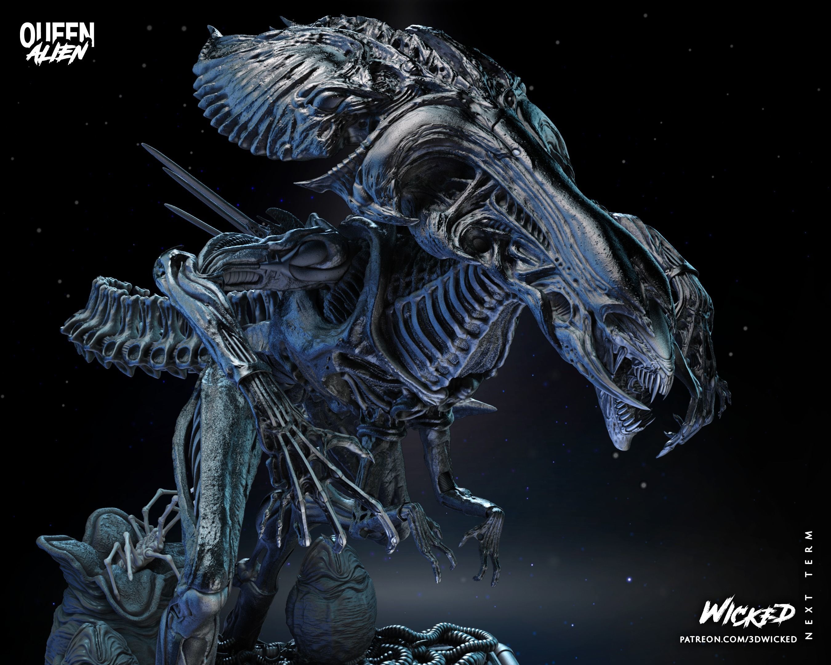 Wicked Movies Queen Alien Sculpture Tested for 3d printing 3D print model_53