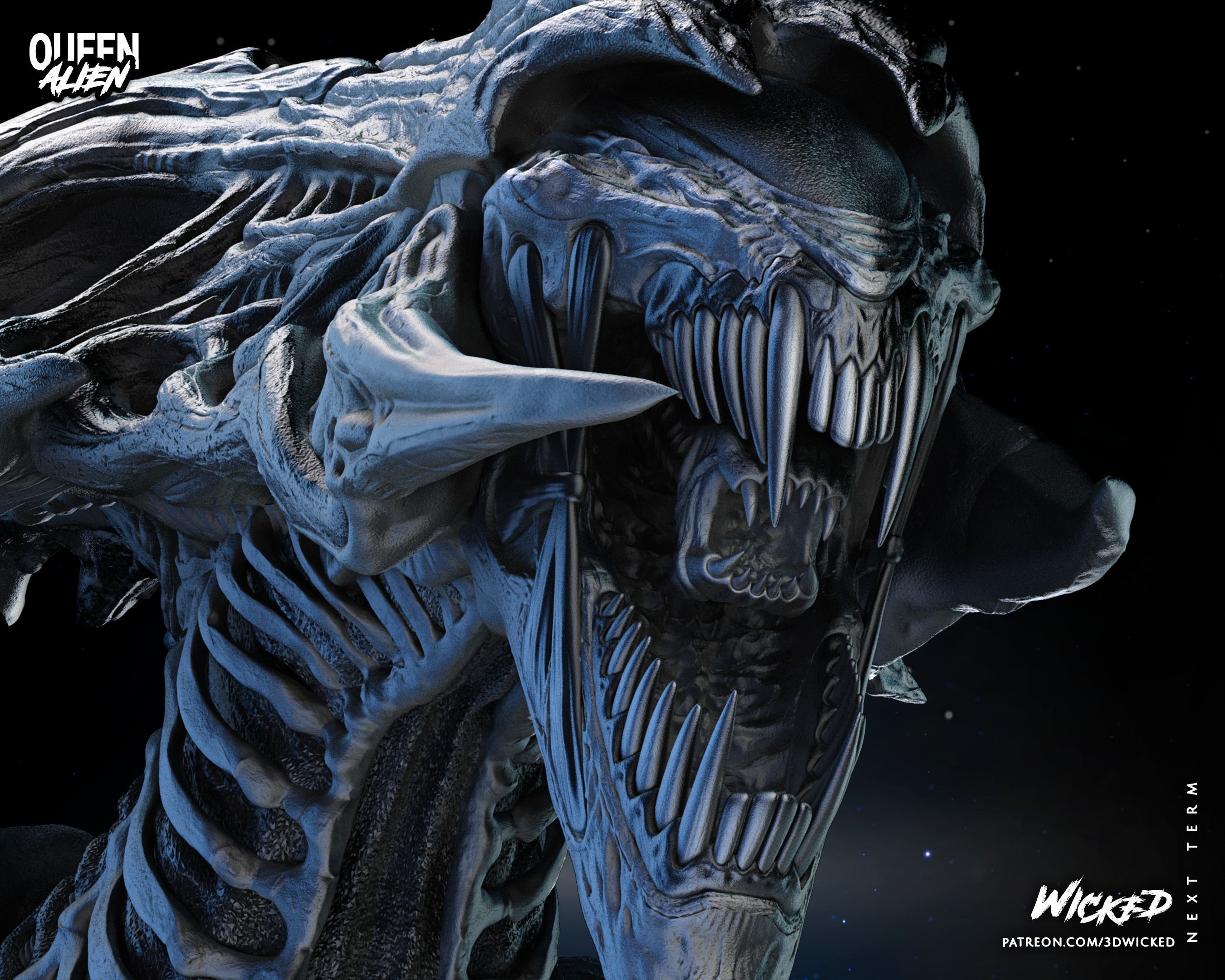Wicked Movies Queen Alien Sculpture Tested for 3d printing 3D print model_15