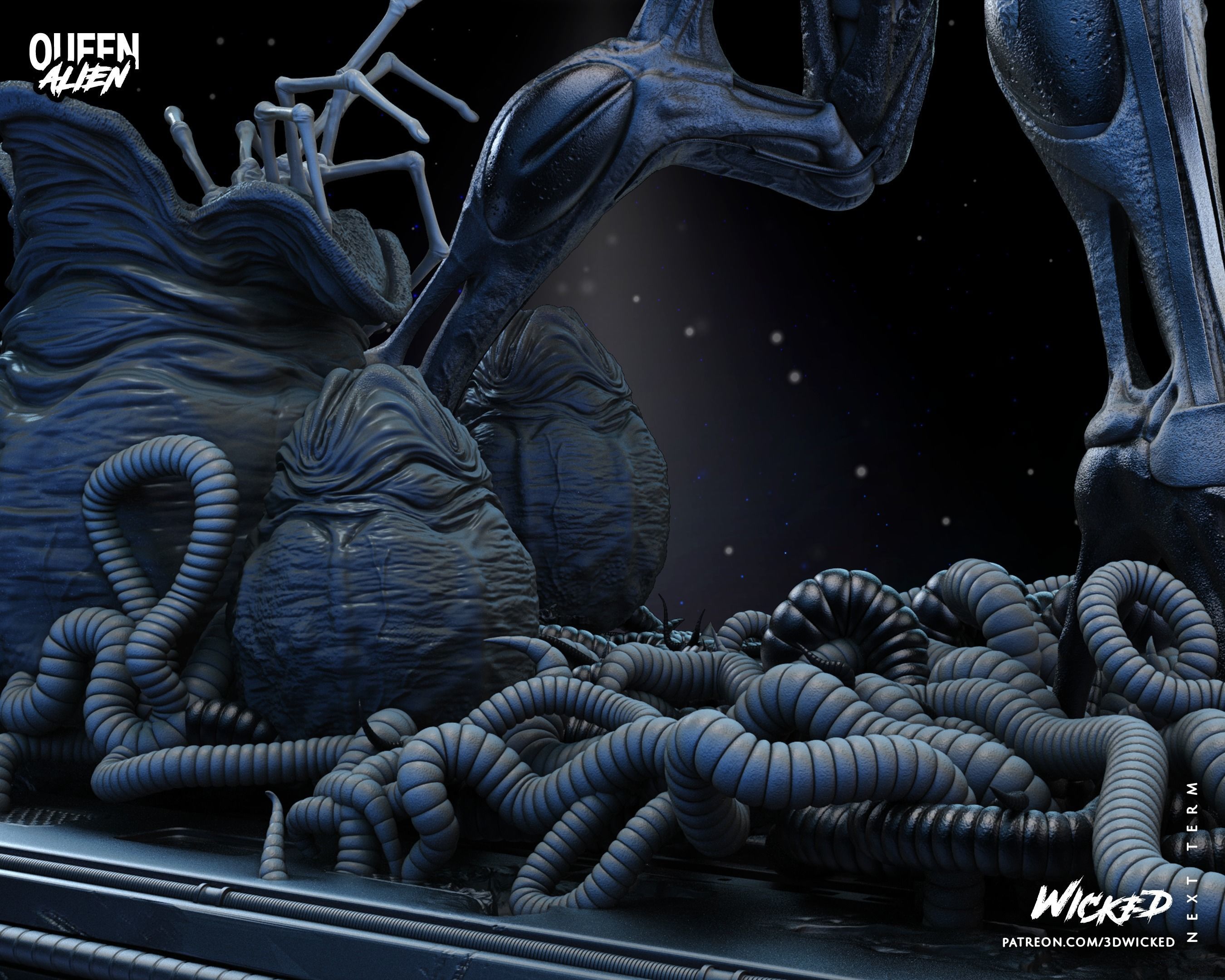 Wicked Movies Queen Alien Sculpture Tested for 3d printing 3D print model_85