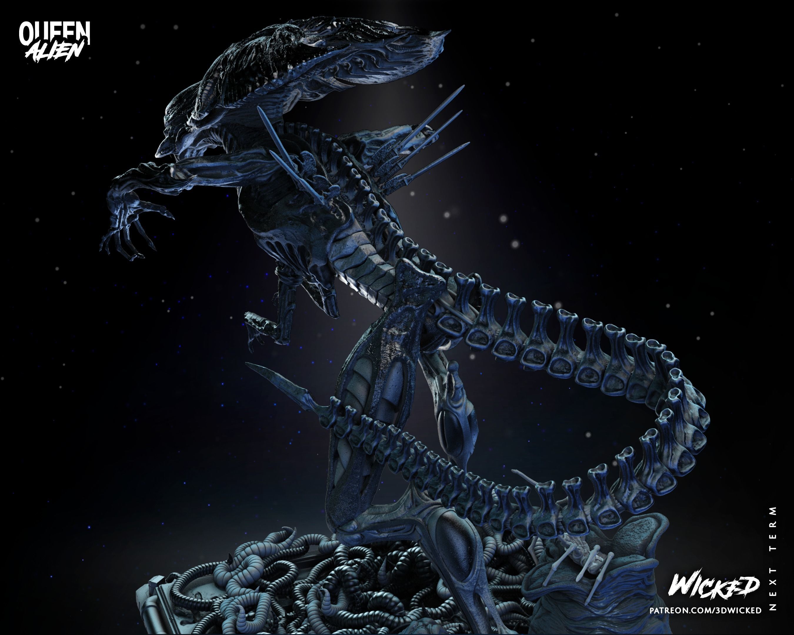 Wicked Movies Queen Alien Sculpture Tested for 3d printing 3D print model_49