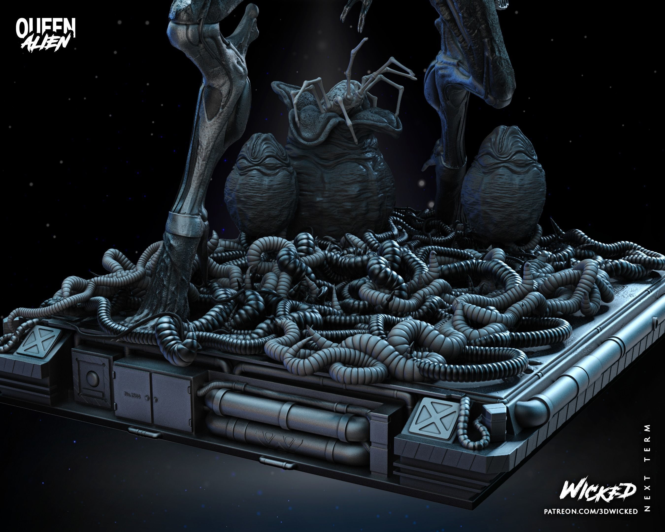 Wicked Movies Queen Alien Sculpture Tested for 3d printing 3D print model_36