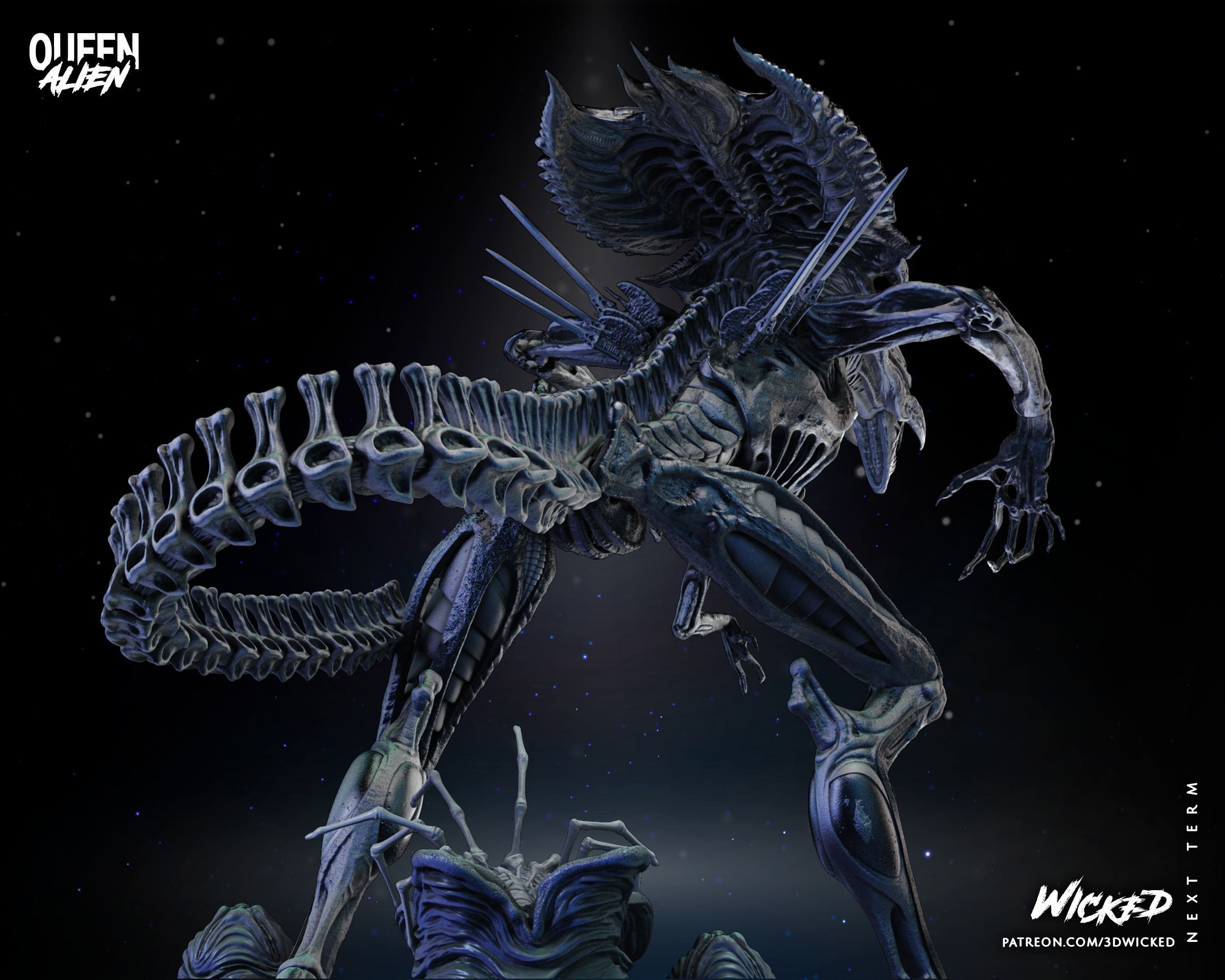 Wicked Movies Queen Alien Sculpture Tested for 3d printing 3D print model_51