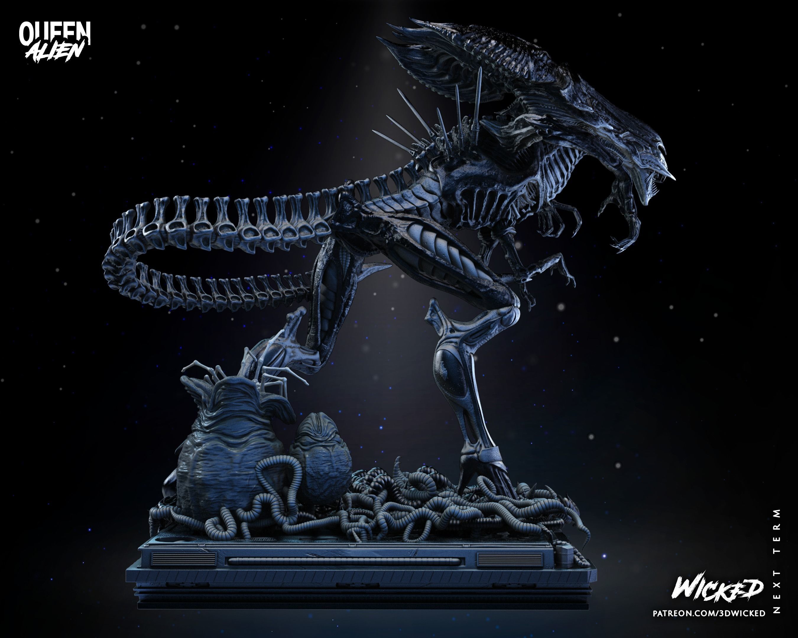 Wicked Movies Queen Alien Sculpture Tested for 3d printing 3D print model_56