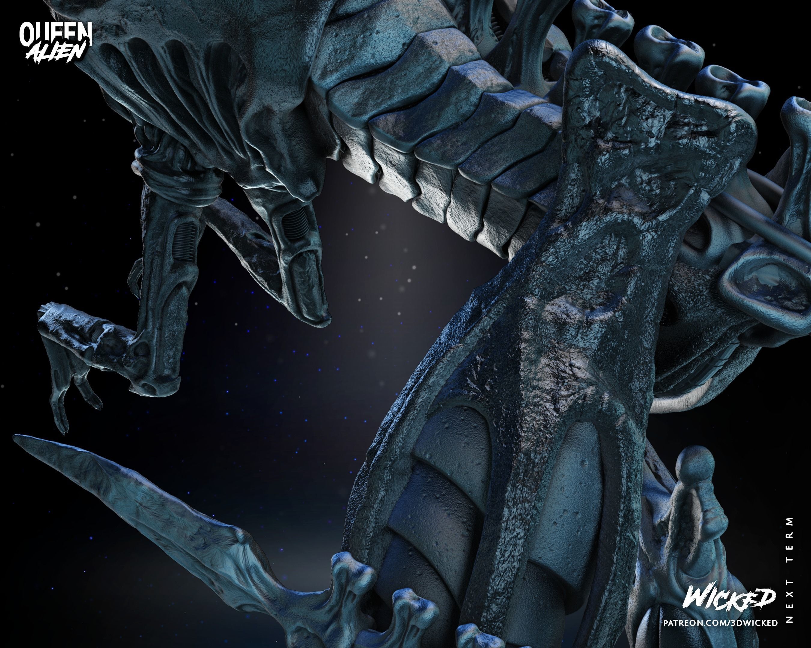 Wicked Movies Queen Alien Sculpture Tested for 3d printing 3D print model_33