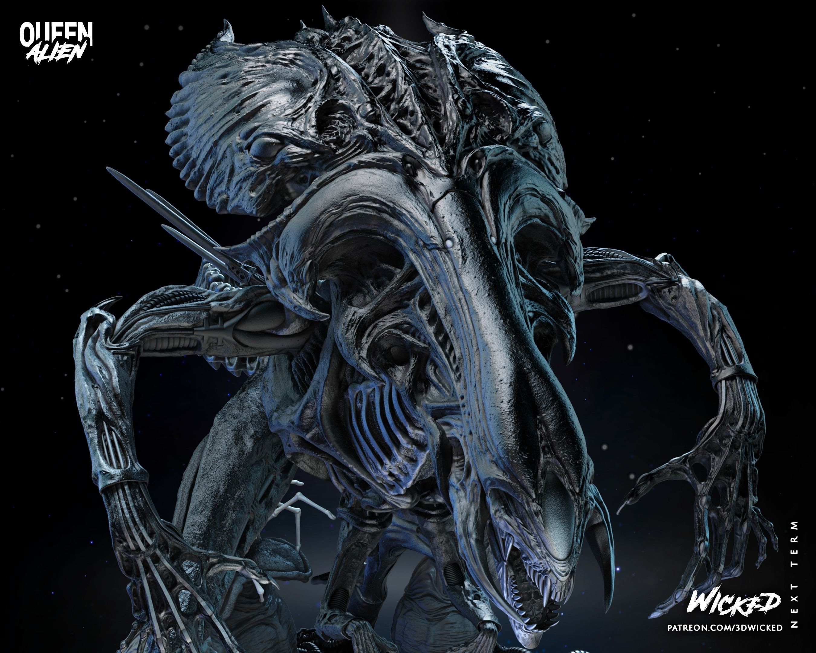 Wicked Movies Queen Alien Sculpture Tested for 3d printing 3D print model_60